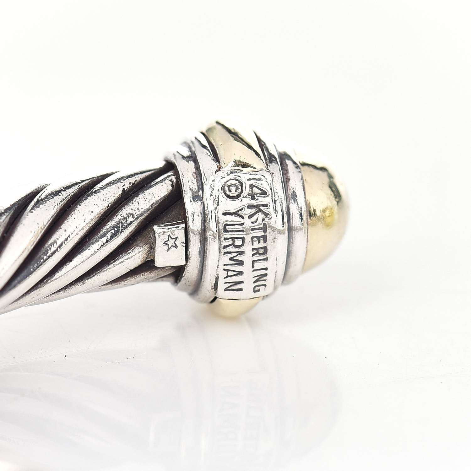 David Yurman Sterling Silver 14K Yellow Gold 7mm Cable Classics Bracelet 4 of 4