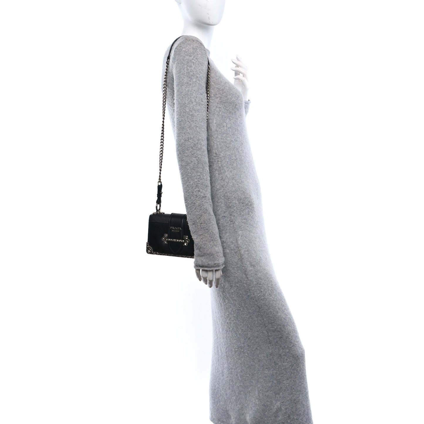 Crystal City Calf Saffiano Cahier Shoulder Bag Black