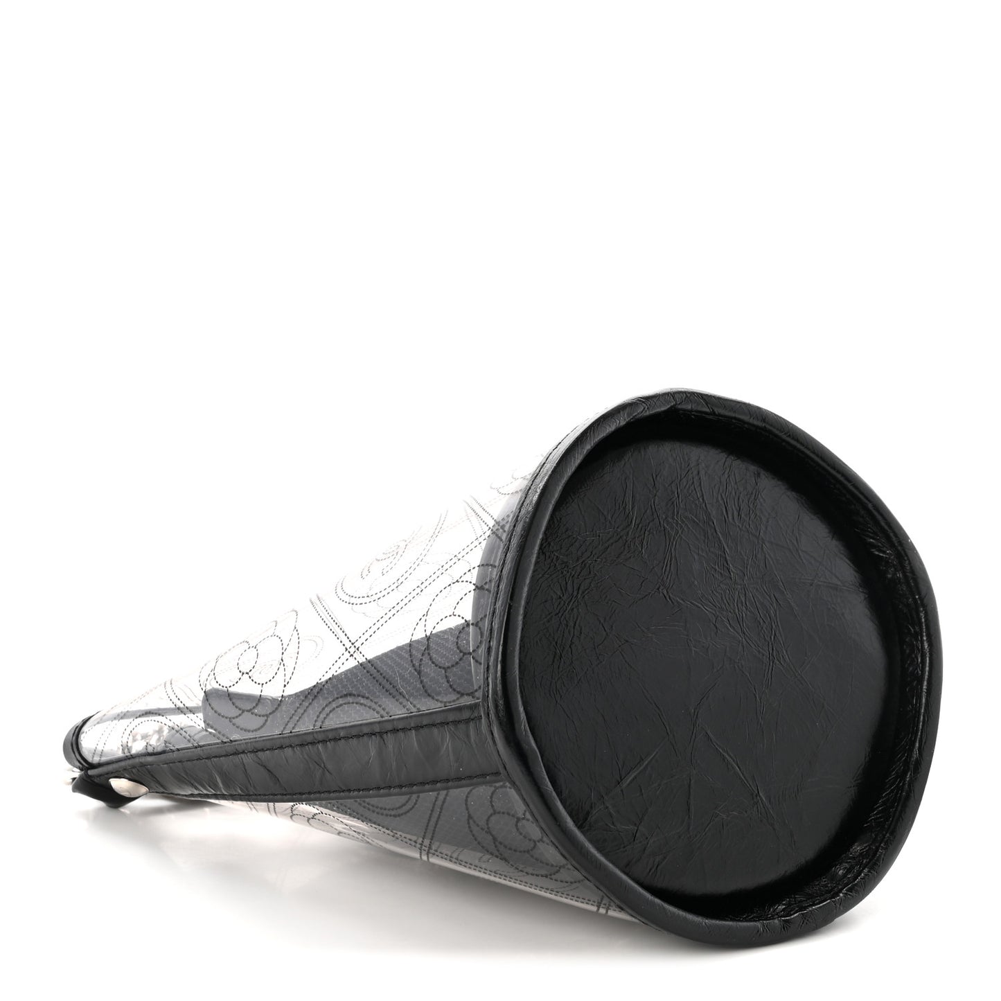 Crumpled Calfskin PVC Bucket Bag Black