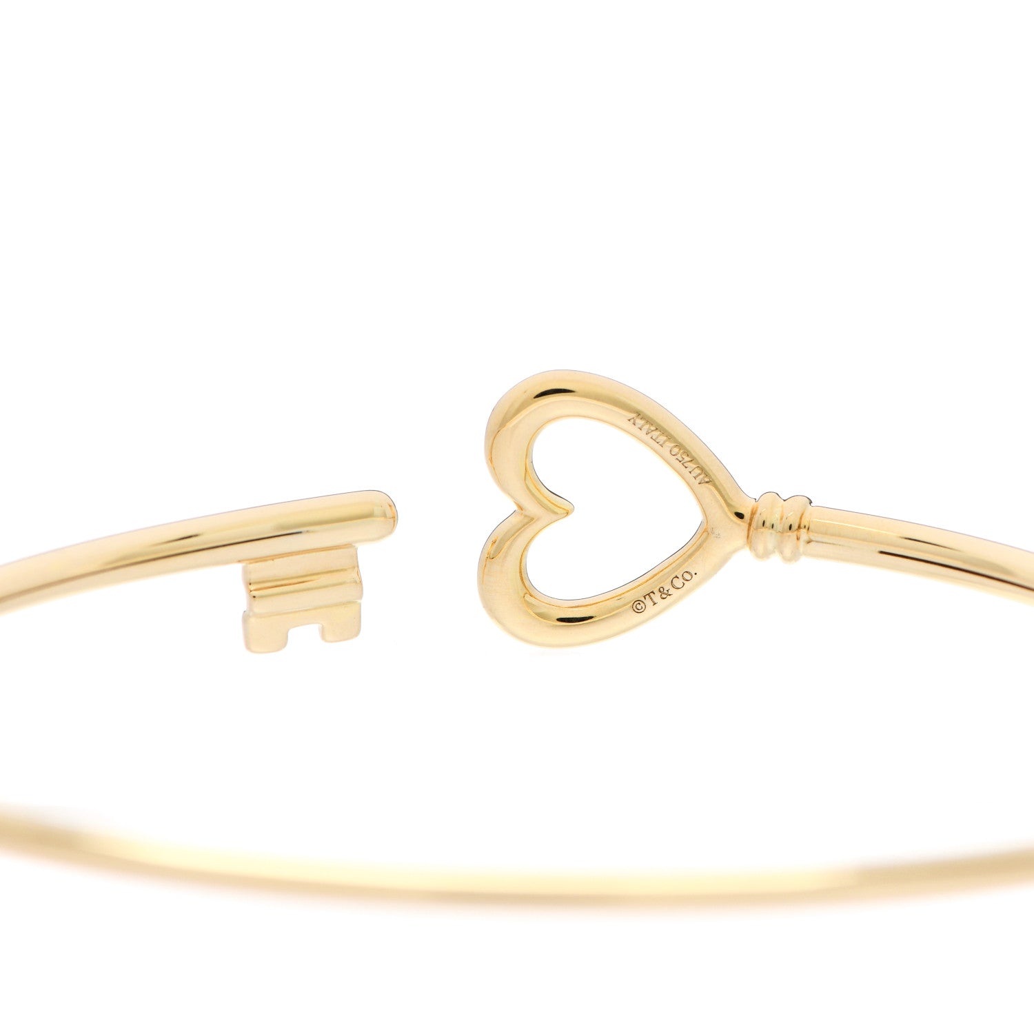 Tiffany 18K Yellow Gold Wire Heart Key Bracelet 3 of 4