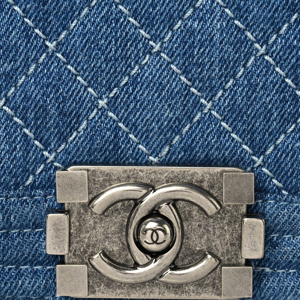 Denim Quilted Large Boy Flap Blue