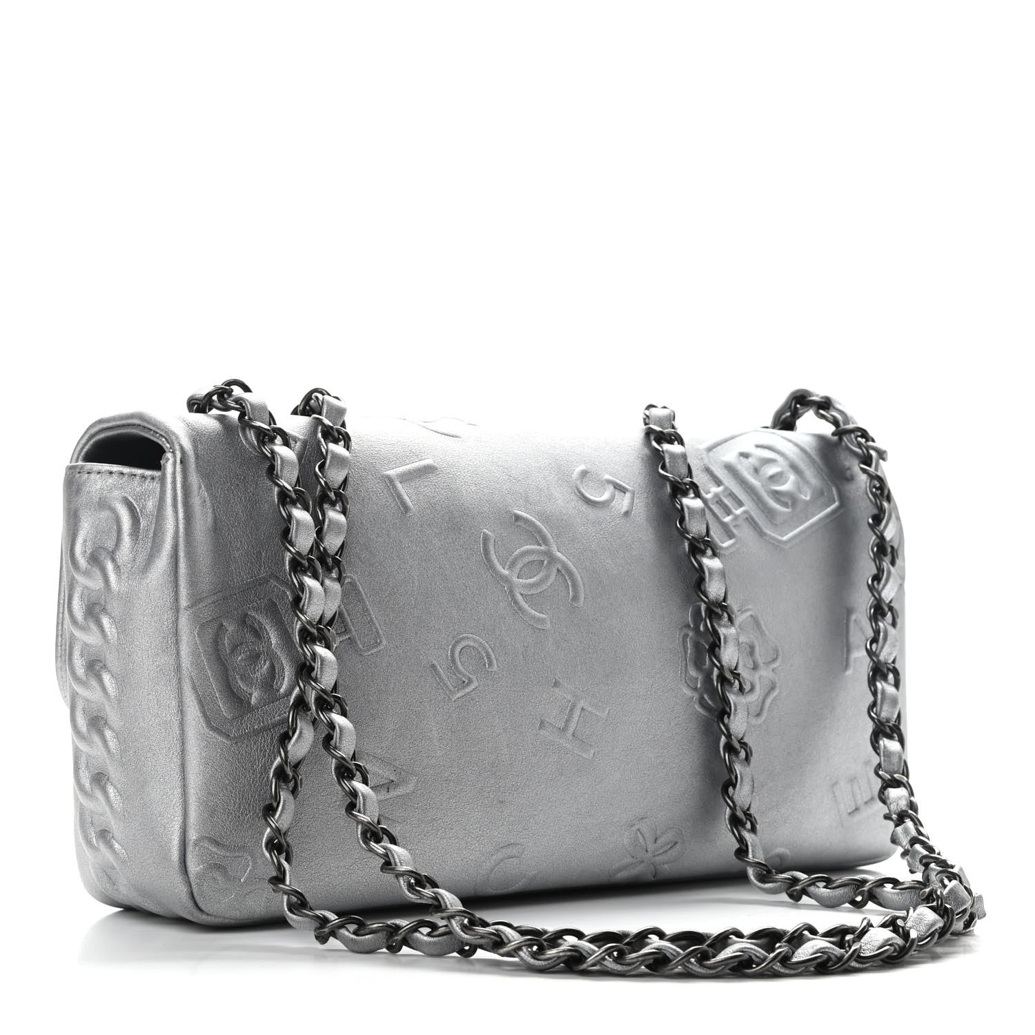Chanel Metallic Lambskin Symbols Medium Single Flap Silver 3 of 11