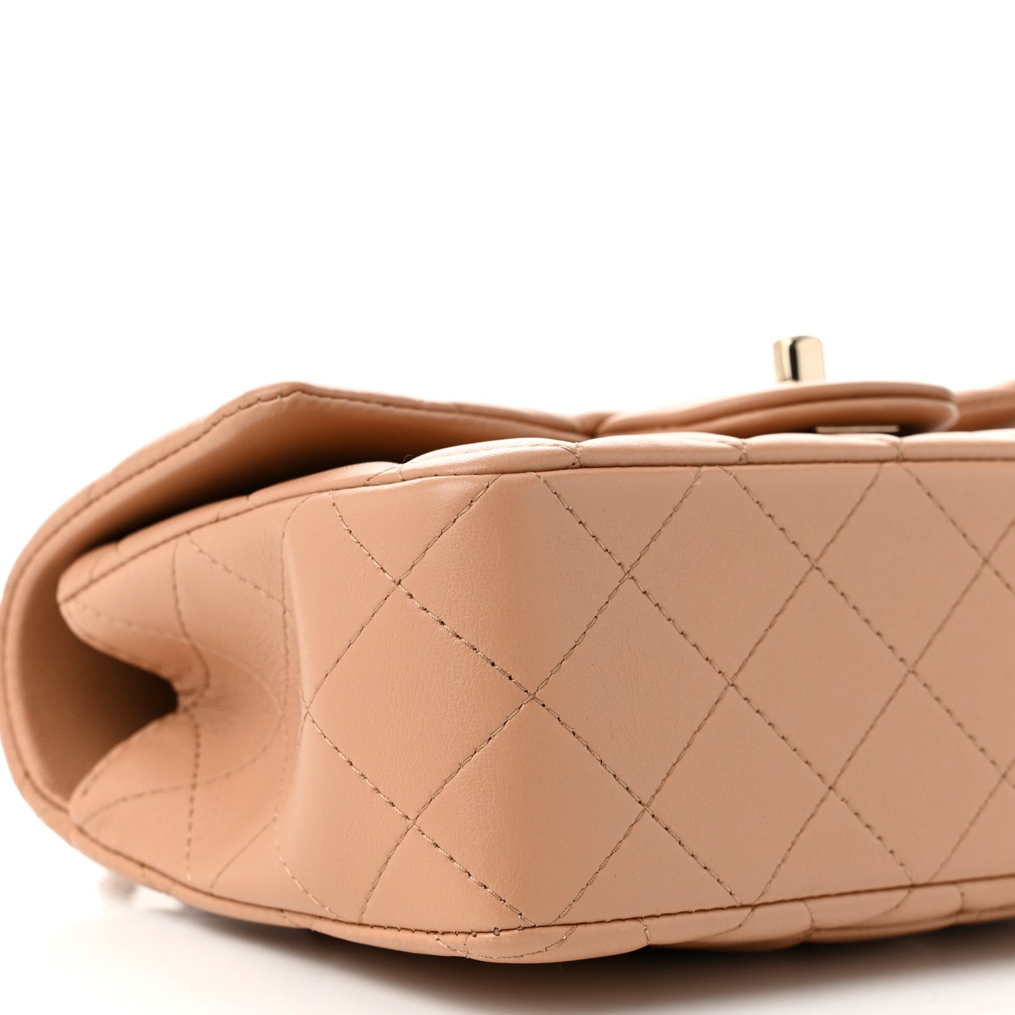 Lambskin Quilted Mini Top Handle Rectangular Flap Beige