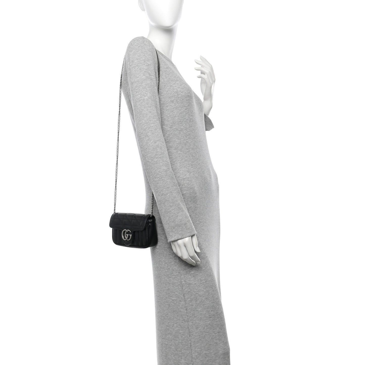 Calfskin Matelasse Aria Super Mini GG Marmont Shoulder Bag Black Black