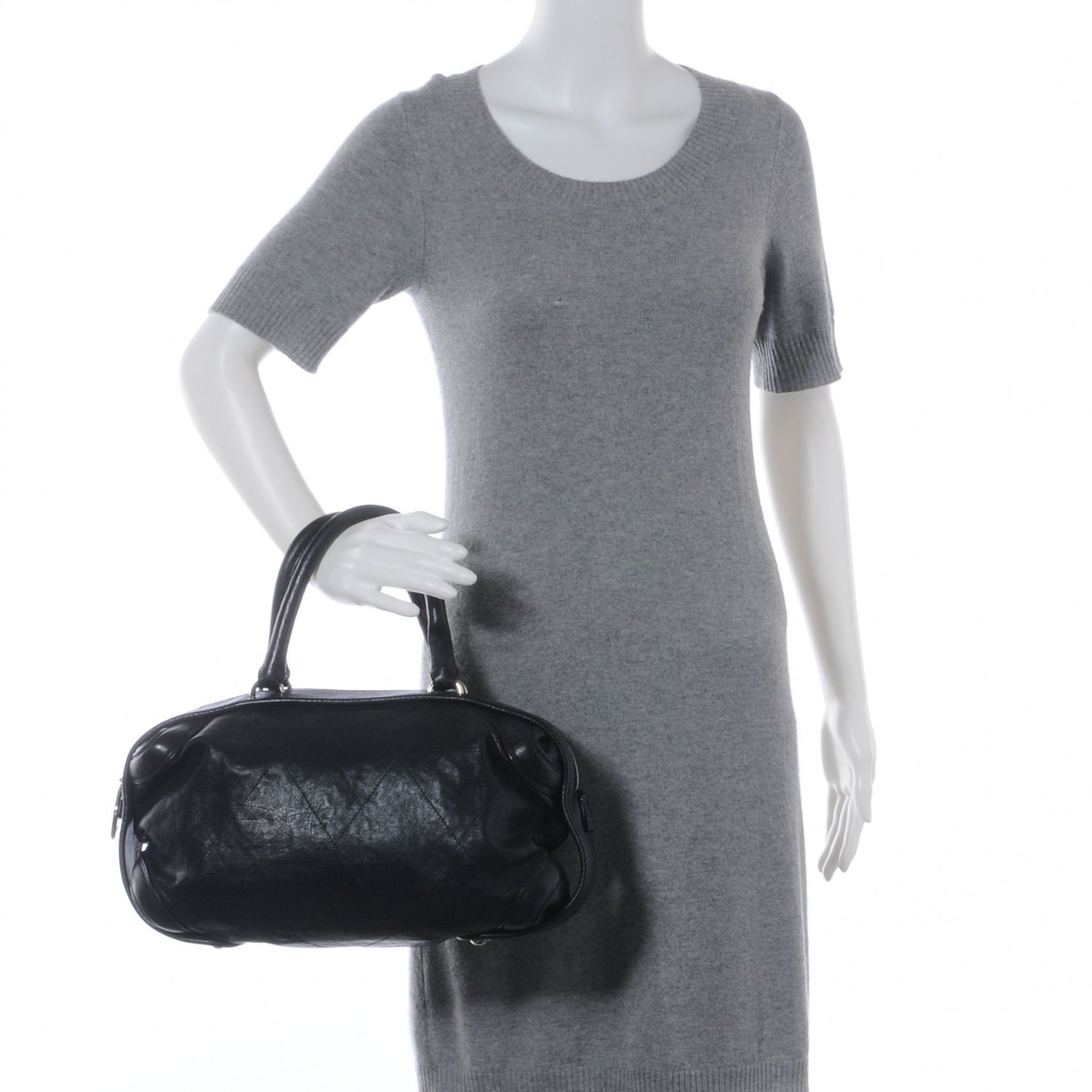 Chanel Calfskin Round Bowling Bag Black 2 of 8