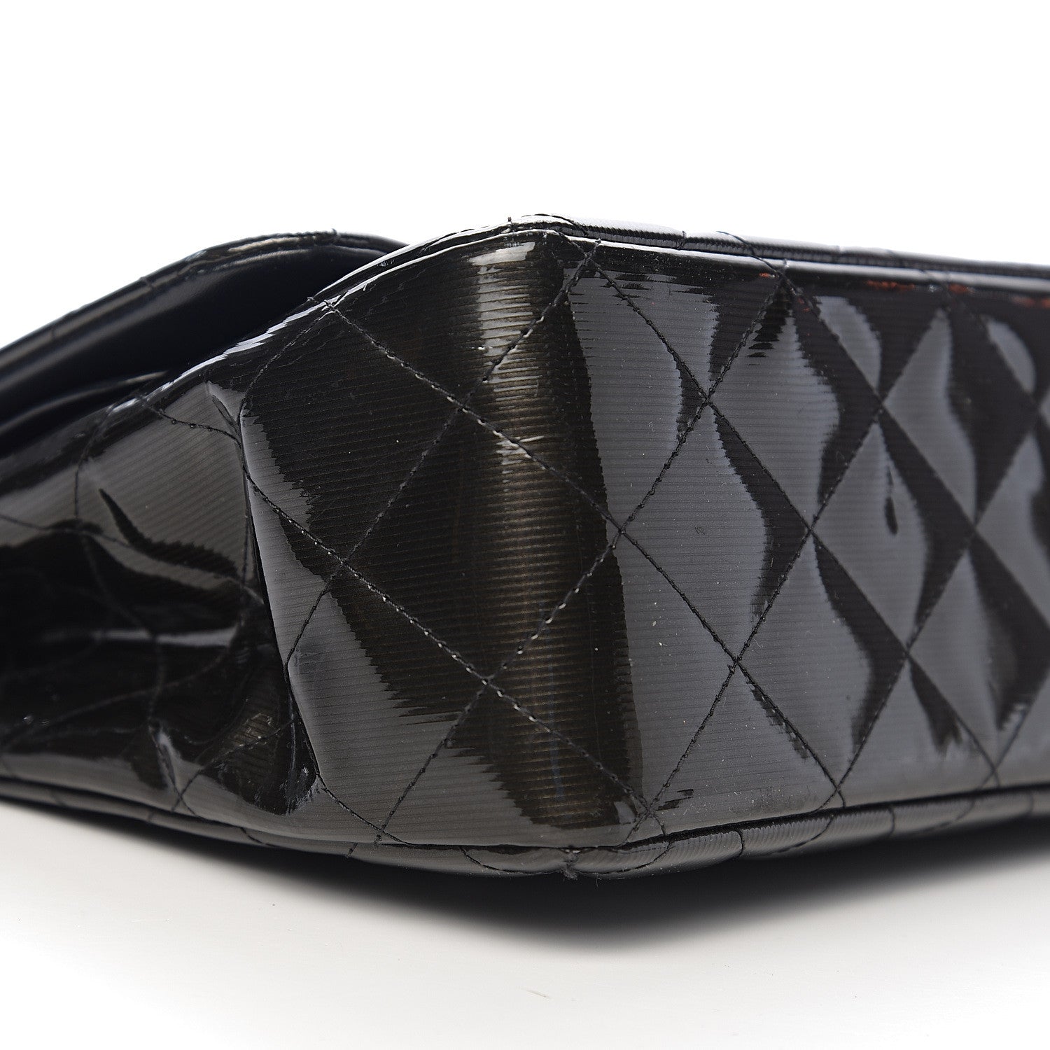 Chanel Striated Patent Quilted Jumbo Double Flap Black 14 of 16