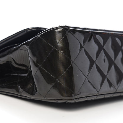 Chanel Striated Patent Quilted Jumbo Double Flap Black 14 of 16