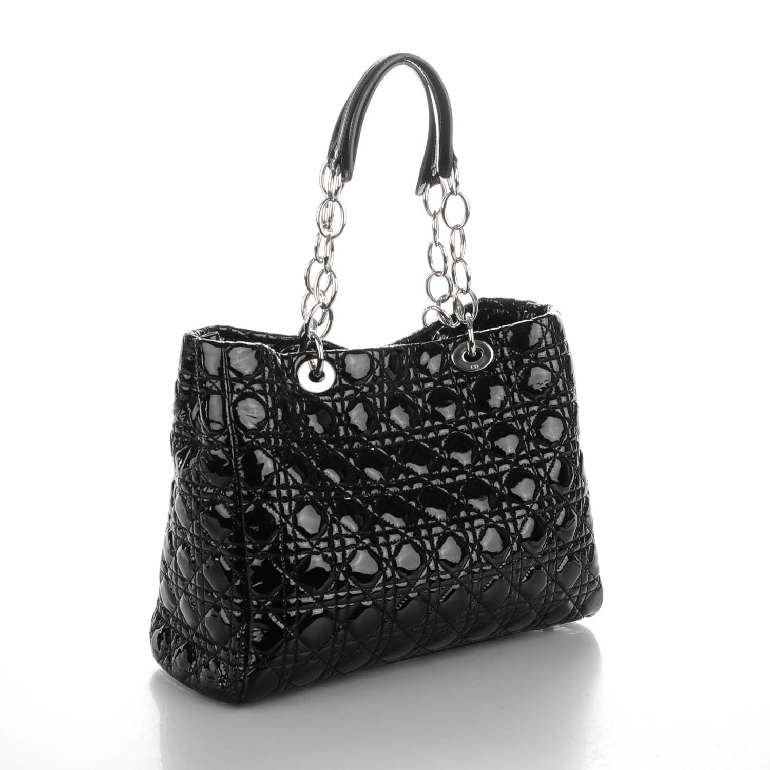 Christian Dior Patent Cannage Large Dior Soft Shopping Tote Black 3 of 7