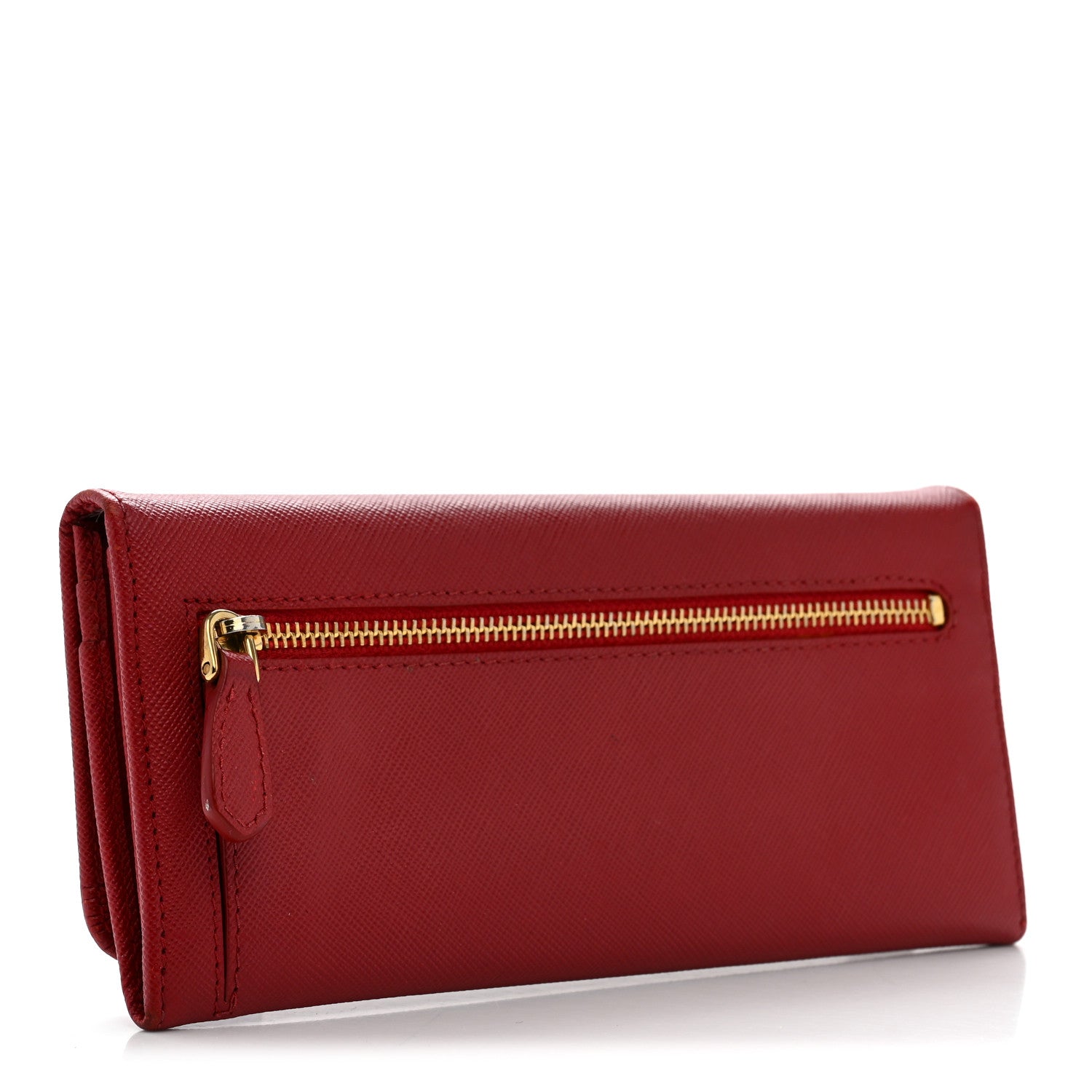 Prada Saffiano Metal Continental Flap Travel Wallet Fuoco 3 of 10