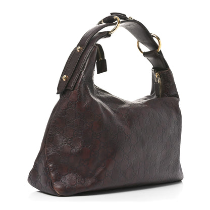 Gucci Guccissima Medium Horsebit Chain Hobo Dark Brown 3 of 12
