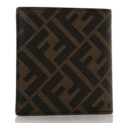 Fendi Glazed Fabric Vitello Liberty FF 1974 Diagonal Bi-Fold Wallet Tobacco Rosso Black 3 of 8