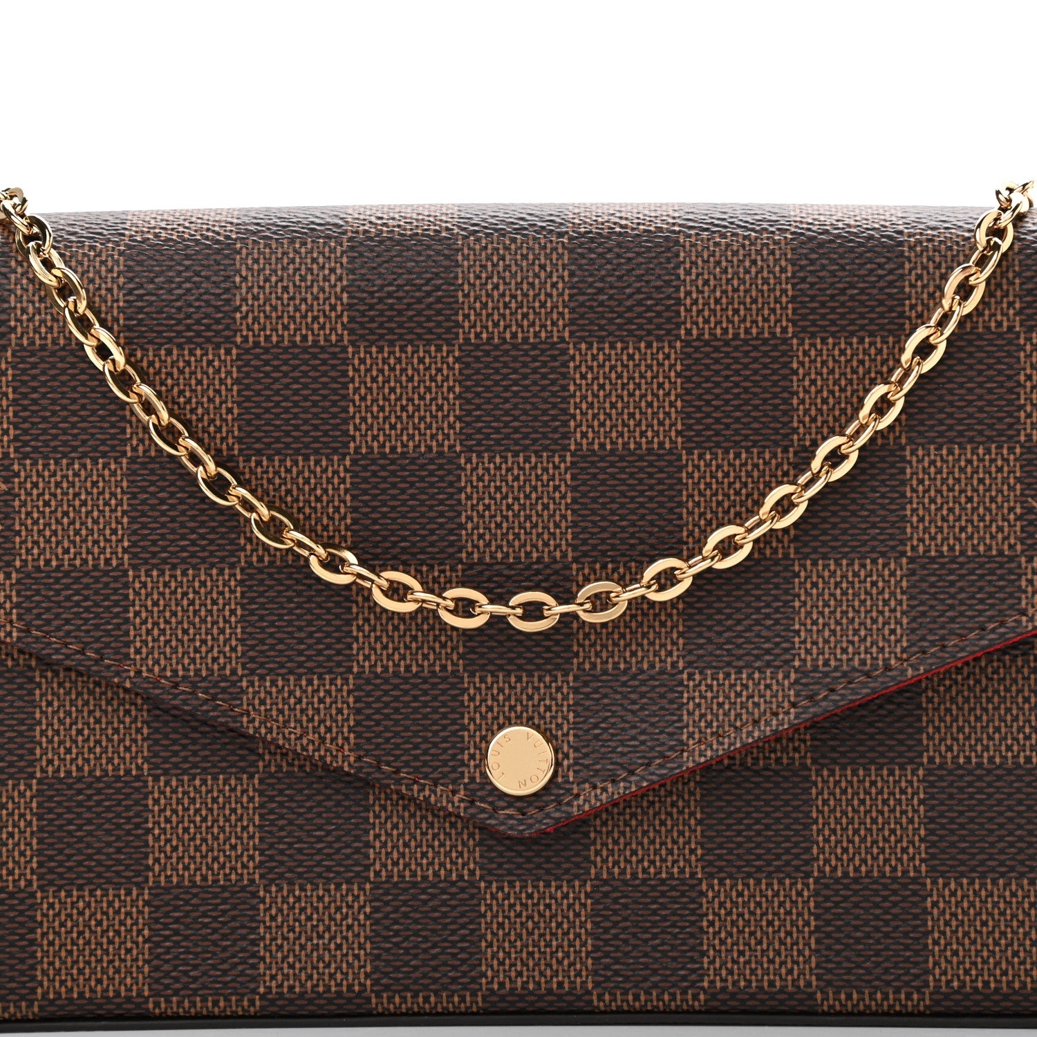 Louis Vuitton Damier Ebene Pochette Felicie Chain Wallet 9 of 12