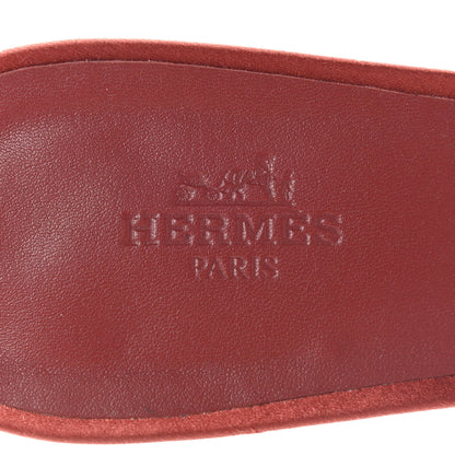 Hermes Satin Crystal Powder Oasis Sandals 39 Rouge Tomette 12 of 14