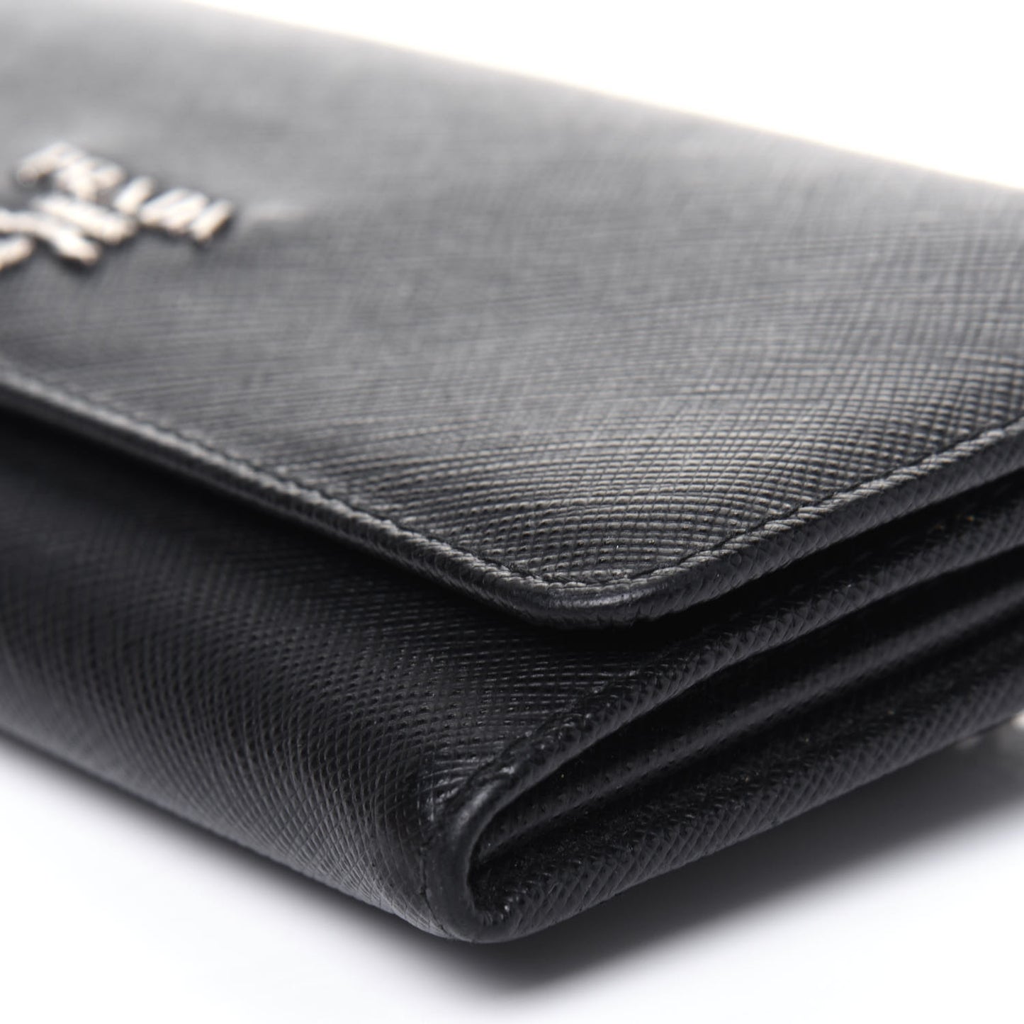 Saffiano Metal Continental Flap Wallet Black