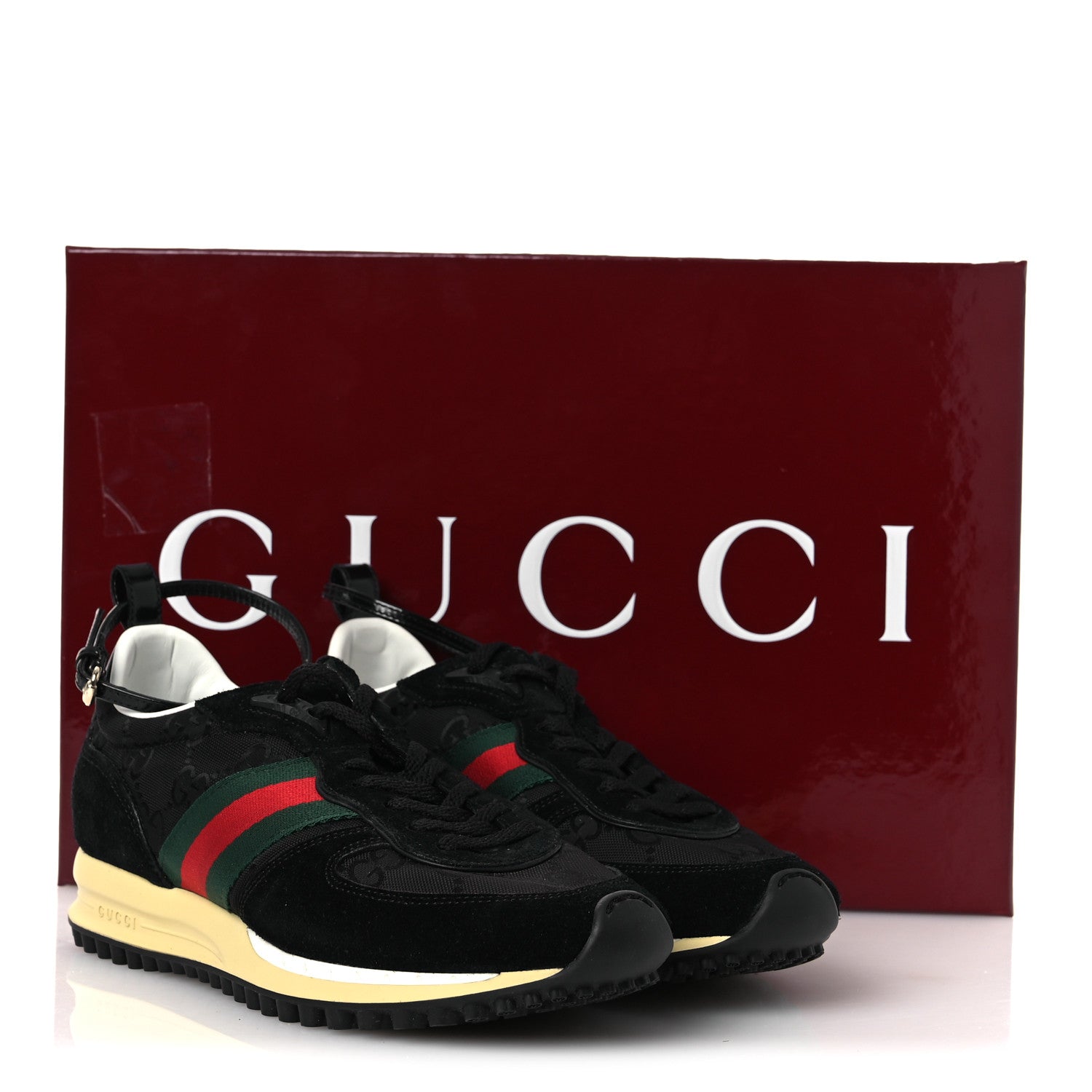Gucci GG Suede Monogram Web Re-Motion Sneakers 38 Black 11 of 11
