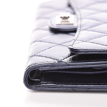 Chanel Metallic Aged Calfskin Quilted Reissue Long Flap Wallet Dark Navy Blue 12 of 14