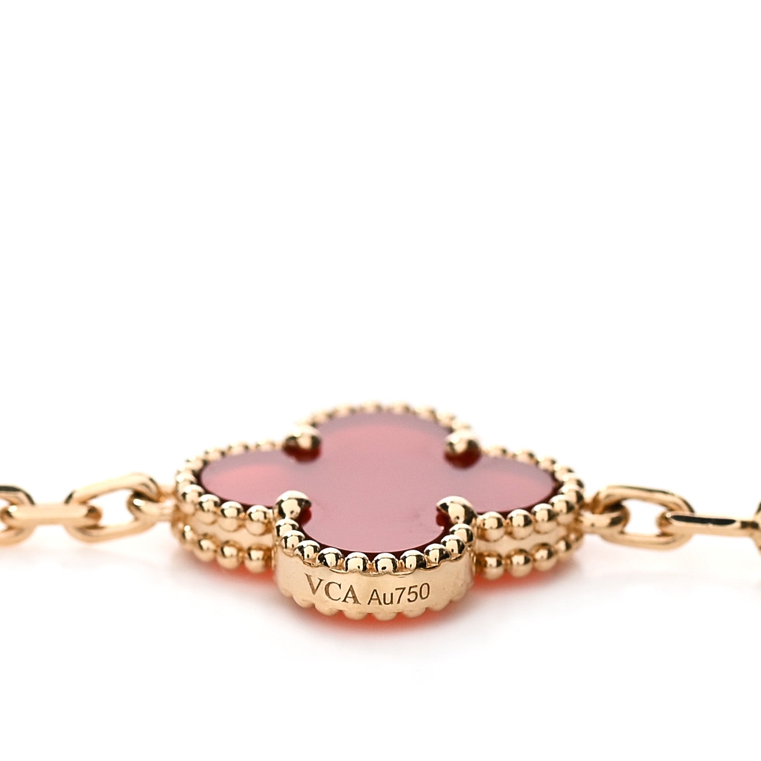 Van Cleef & Arpels 18K Yellow Gold Carnelian 5 Motifs Vintage Alhambra Bracelet 6 of 8