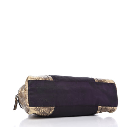 Prada Tessuto Nylon Calfskin Lizard Embossed Bag Ebano 4 of 12