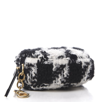 Chanel Tweed Shearling Quilted Coin Purse Ecru Black 4 of 8