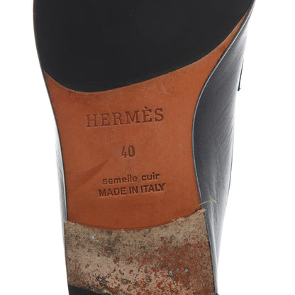 Hermes Goatskin Mens Paris Loafers 40 Black 7 of 9