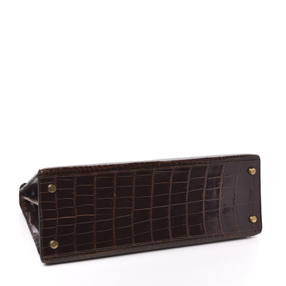 Hermes Shiny Niloticus Crocodile Kelly Sellier 32 Havane 6 of 30