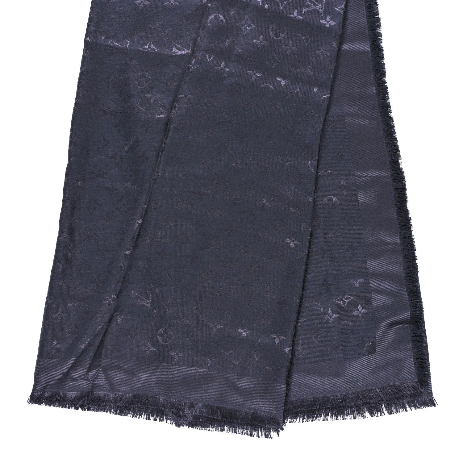 Louis Vuitton Silk Lurex Wool Monogram Shine Shawl Charcoal Grey 2 of 5