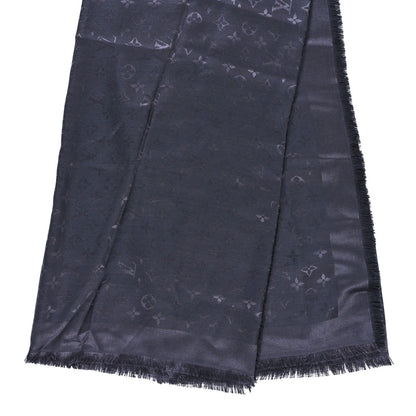 Louis Vuitton Silk Lurex Wool Monogram Shine Shawl Charcoal Grey 2 of 5