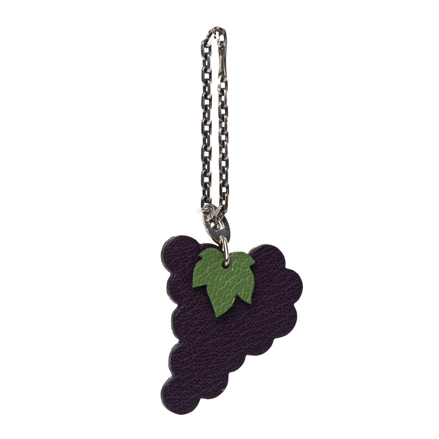 Hermes Chevre Mysore Grape Key Chain Bag Charm Raisin 1 of 5