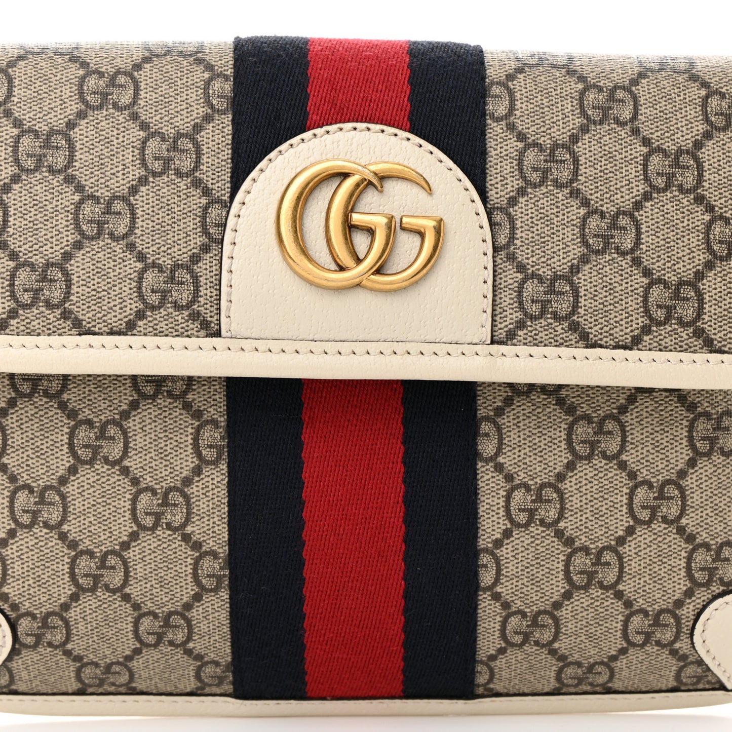 GG Supreme Monogram Web Small Ophidia Belt Bag 90 36 Brown White