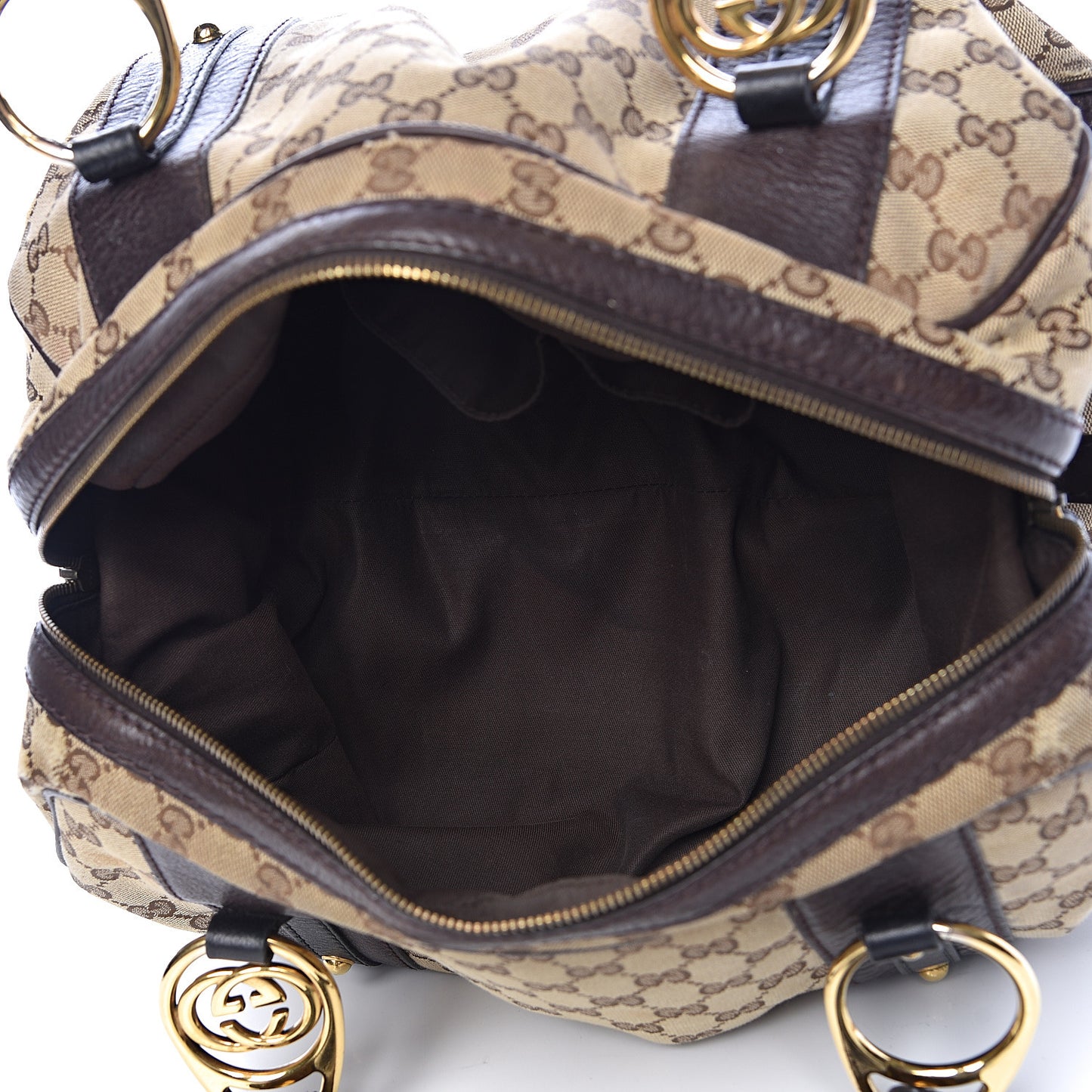 Monogram Medium Interlocking Icon Tote Dark Brown