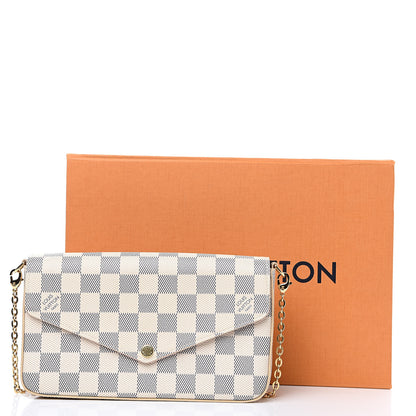 Louis Vuitton Damier Azur Pochette Felicie Chain Wallet Rose Ballerine 13 of 13
