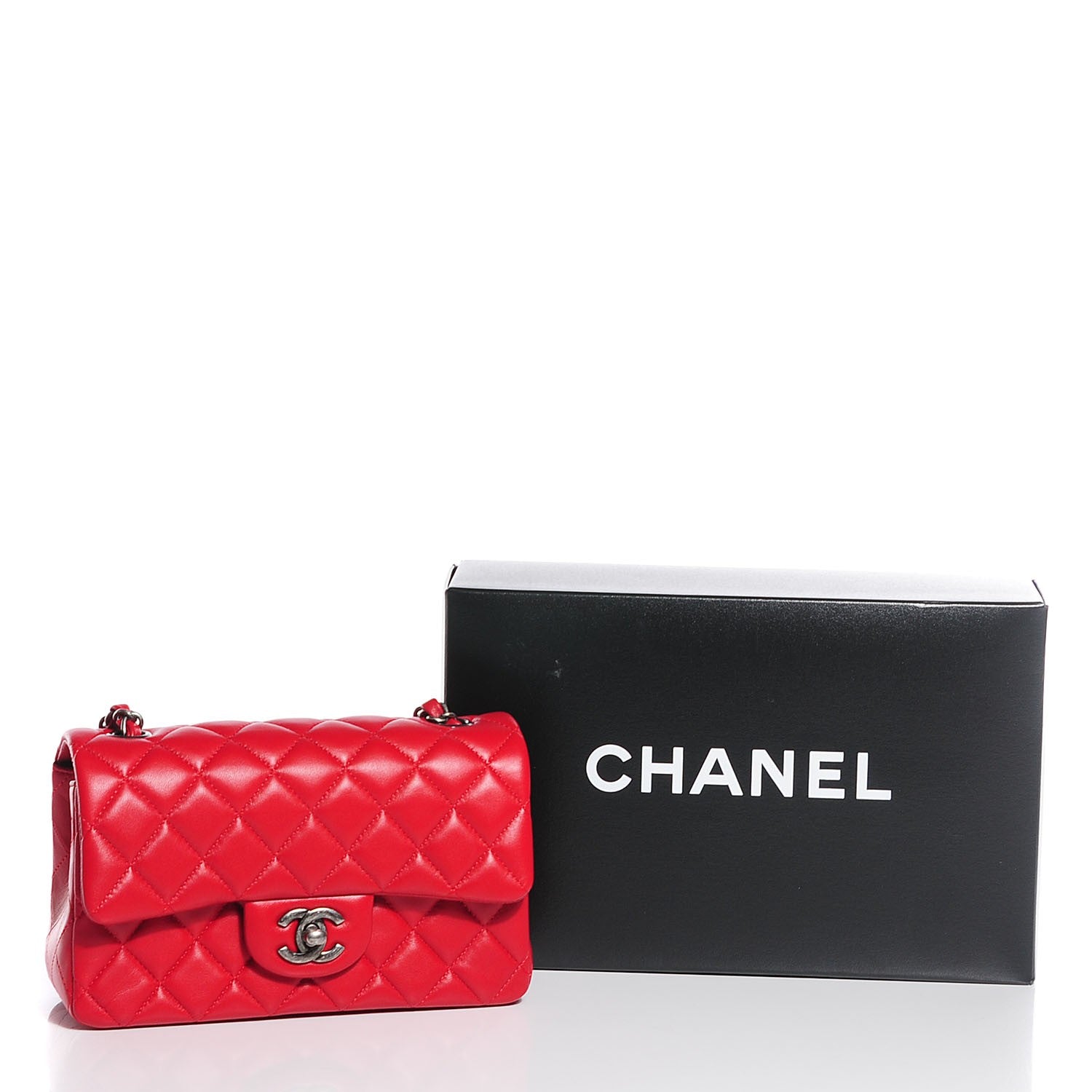 Chanel Lambskin Quilted Mini Rectangular Flap Red 9 of 9