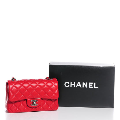 Chanel Lambskin Quilted Mini Rectangular Flap Red 9 of 9