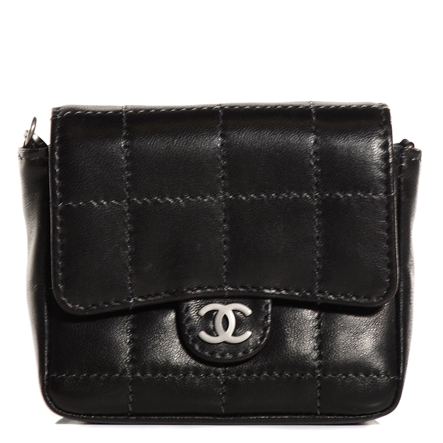 Chanel Lambskin Square Stitched Micro Convertible Flap Belt Bag Black 1 of 10