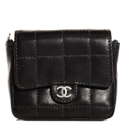 Chanel Lambskin Square Stitched Micro Convertible Flap Belt Bag Black 1 of 10