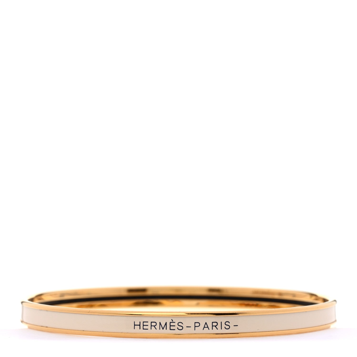 Hermes Enamel Printed Extra Narrow Uni Bracelet 70 Creme 1 of 5