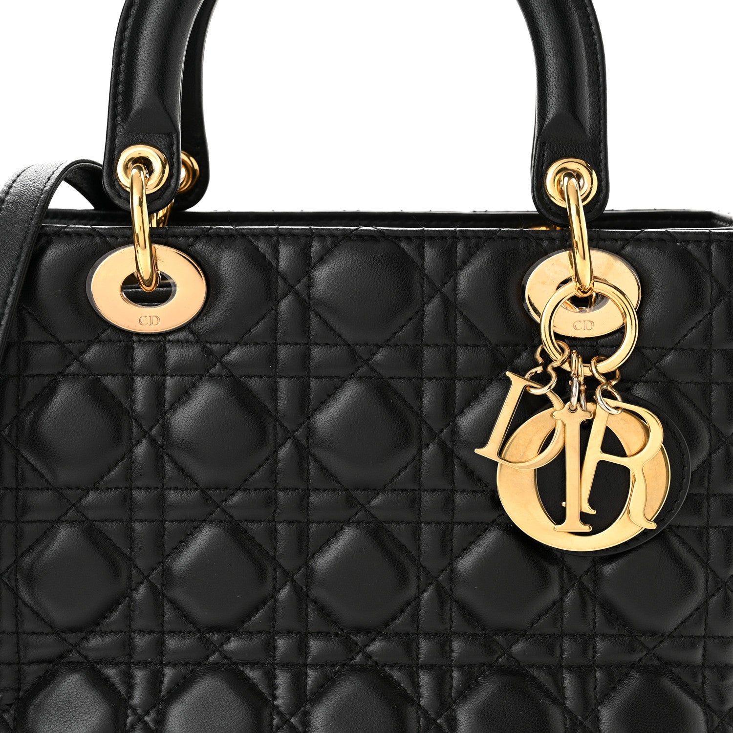 Christian Dior Lambskin Cannage Medium Lady Dior Black 8 of 10