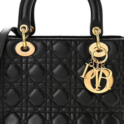 Christian Dior Lambskin Cannage Medium Lady Dior Black 8 of 10