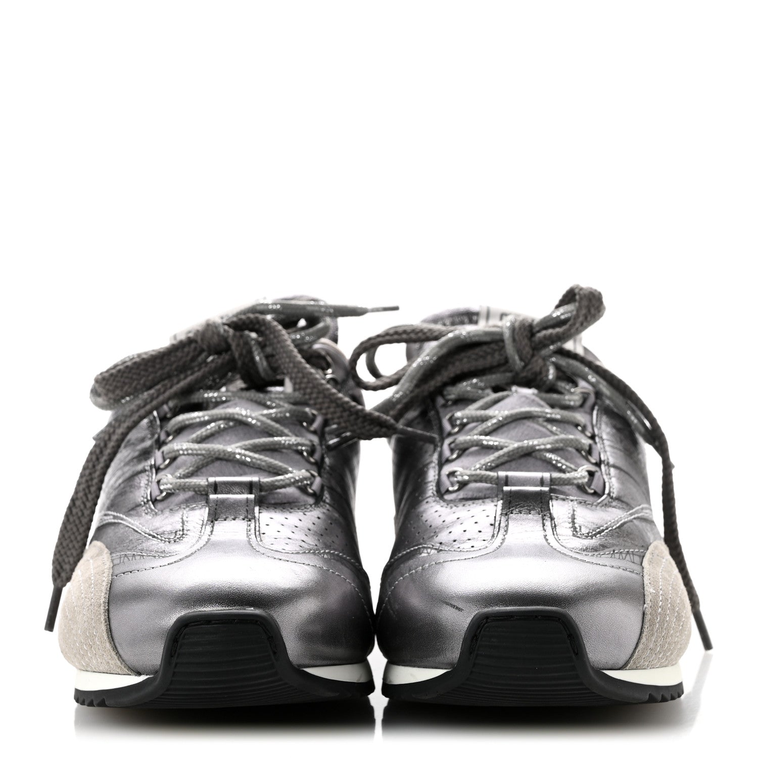 Christian Dior Metallic Lambskin Suede Womens D-Sketch Sneakers 39 Steel 3 of 11