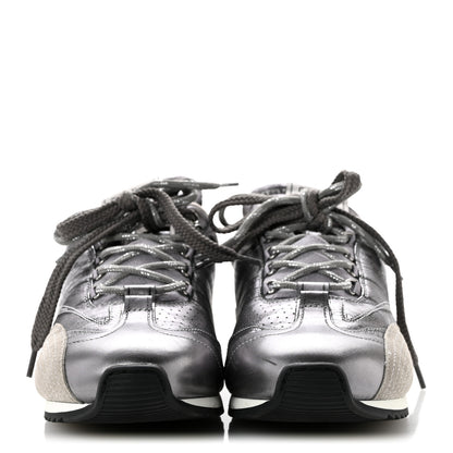 Christian Dior Metallic Lambskin Suede Womens D-Sketch Sneakers 39 Steel 3 of 11