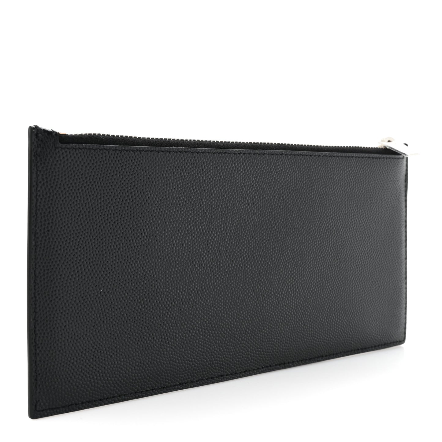 Grained Calfskin Zip Pouch Tech Card Holder Black