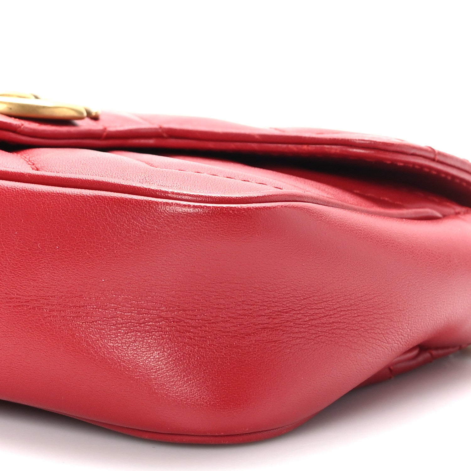 Gucci Calfskin Matelasse Super Mini GG Marmont Shoulder Bag Hibiscus Red 9 of 10