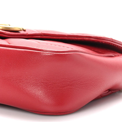 Gucci Calfskin Matelasse Super Mini GG Marmont Shoulder Bag Hibiscus Red 9 of 10