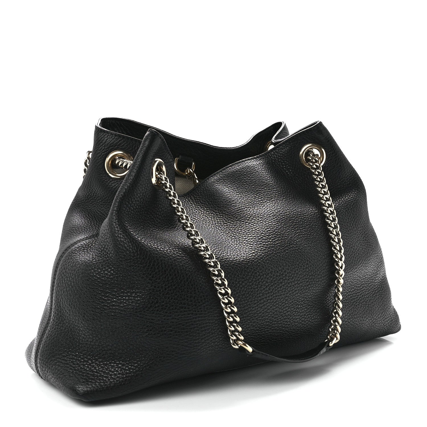 Gucci Pebbled Calfskin Medium Soho Chain Shoulder Bag Black 3 of 12