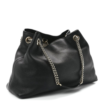 Gucci Pebbled Calfskin Medium Soho Chain Shoulder Bag Black 3 of 12