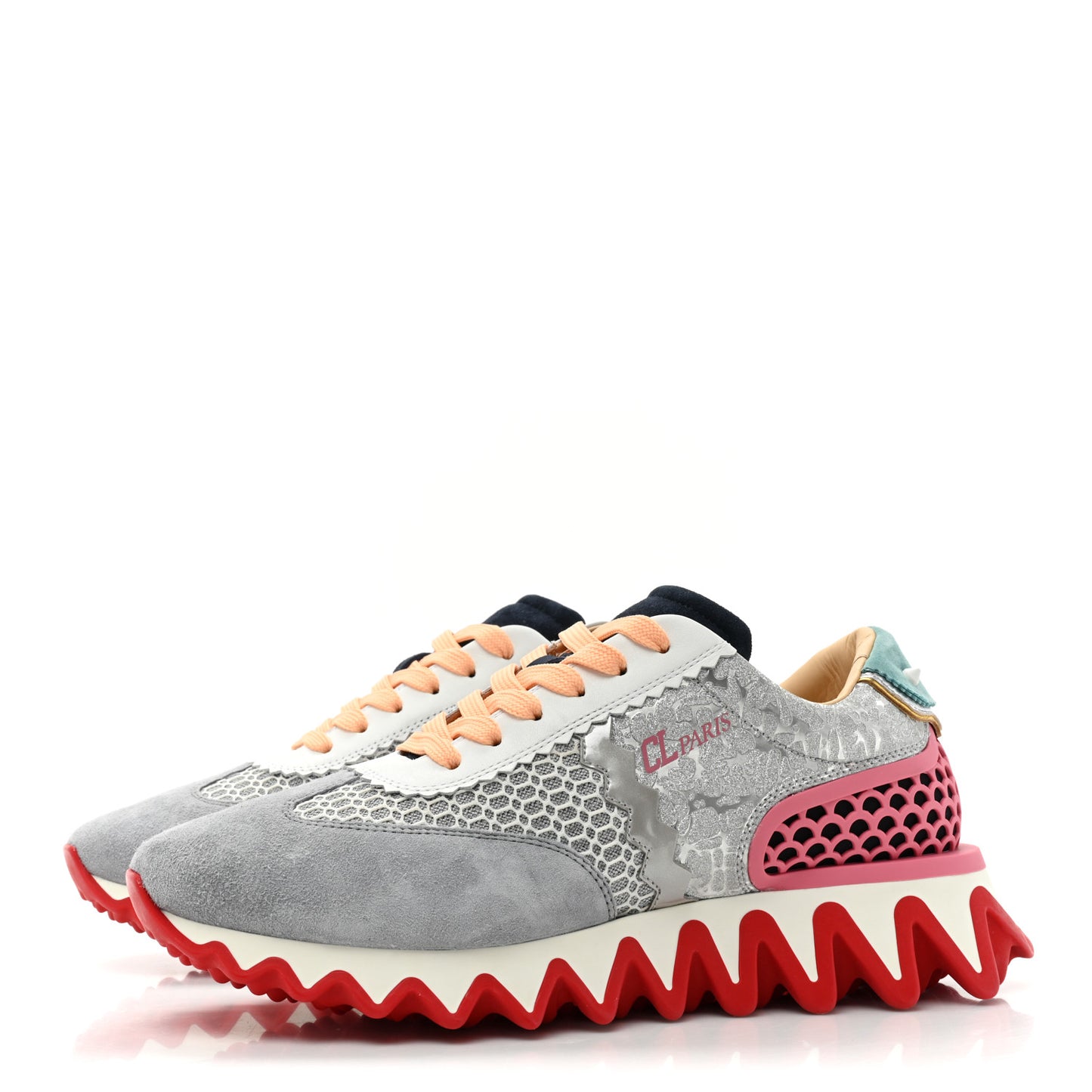 Suede Calfskin Mesh Loubishark Sneakers 40 Version Multicolor