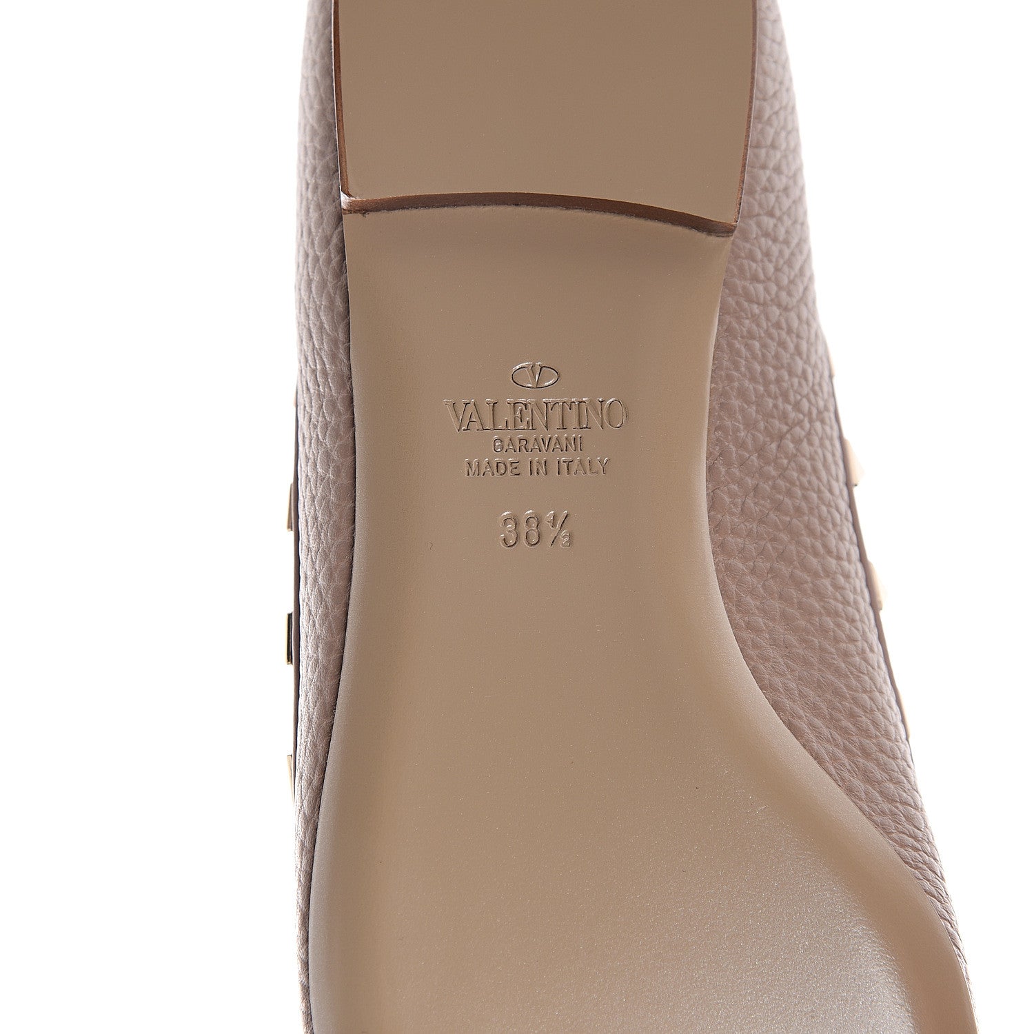 Valentino Garavani Pebbled Calfskin Rockstud Ballerina Flats 38.5 Poudre 6 of 7