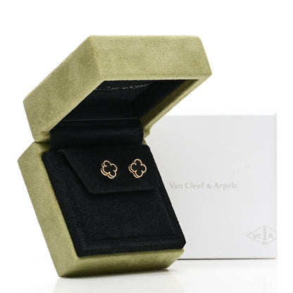 Van Cleef & Arpels 18K Yellow Gold Black Onyx Sweet Alhambra Earrings 6 of 6