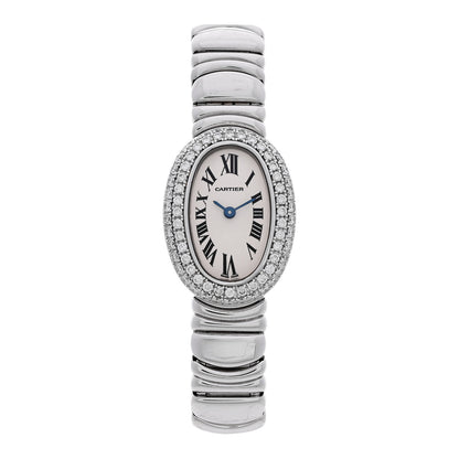 Cartier 18K White Gold Diamond Bezel 18mm Baignoire Quartz Watch 1 of 4