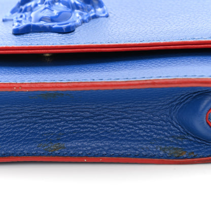 Versace Grained Calfskin Palazzo Chain Evening Bag Blue 13 of 15